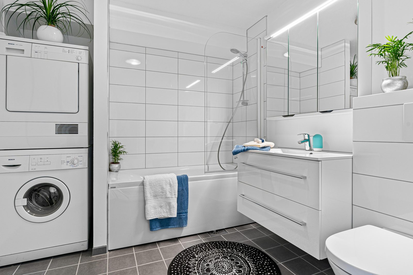 Sparkling clean bathroom and laundry area after a deep cleaning in Toronto